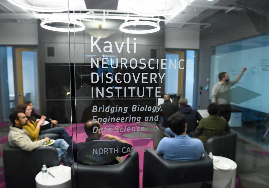 Kavli Neuroscience Discovery Institute signage on glass door